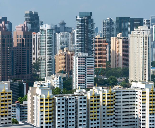 Modern buildings in city against sky . singapore 
