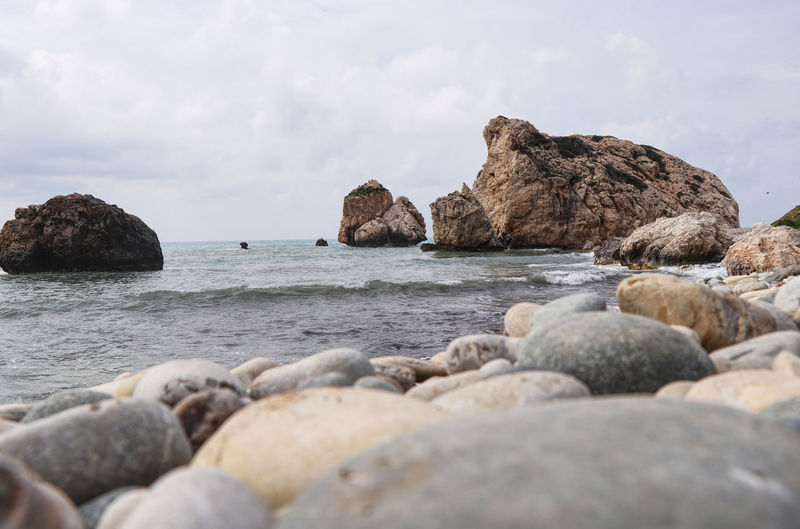 Wonderful beach on south cyprus. petra de romiou or aphrodites rock belongs to place