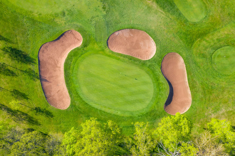 High angle view of golf course