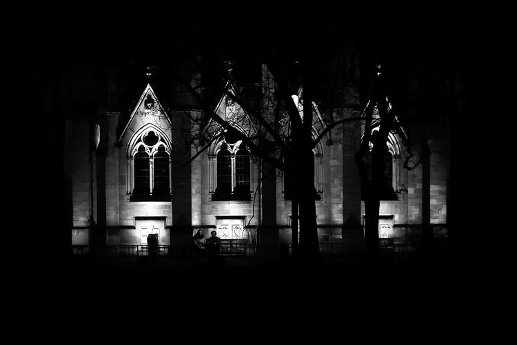 View of built structure at night