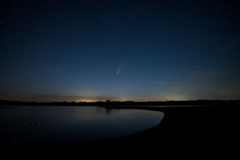 Neowise comet at night sky near pécs, hungary 