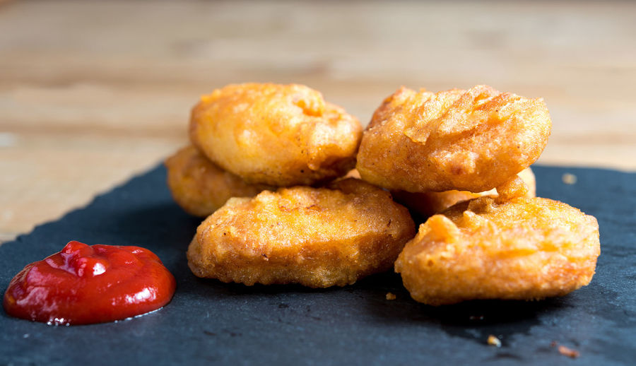 Close-up of nuggets with dip