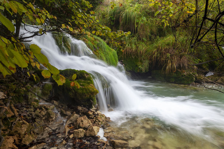 Autumn on waterfalls of the plitvice lakes, croatia