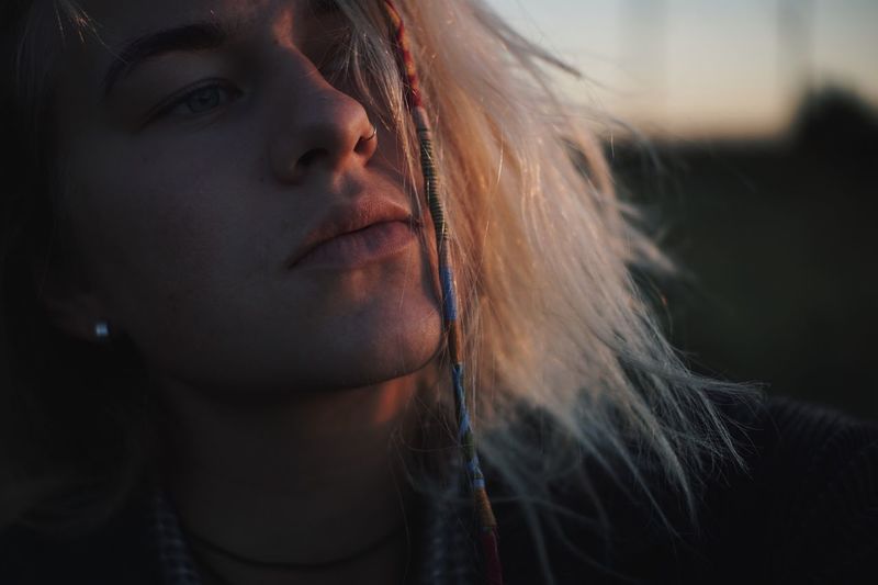 One Person Portrait Young Adult Headshot Close-up Young Women Lifestyles Women Looking Contemplation Adult Focus On Foreground Front View Indoors Leisure Activity Pierced Hair Looking Away Real People Hairstyle