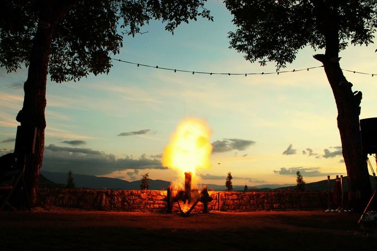 Scenic view of landscape at sunset