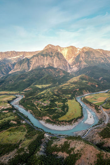 High angle view of landscape against sky