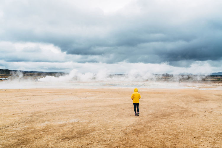 Adult Adults Only Adventure Beach Cloud - Sky Conquering Adversity Day Full Length Iceland One Man Only One Person Only Men Outdoors People Rear View Sand Sky Standing Travlr Wellbeing Lost In The Landscape The Traveler - 2018 EyeEm Awards The Great Outdoors - 2018 EyeEm Awards