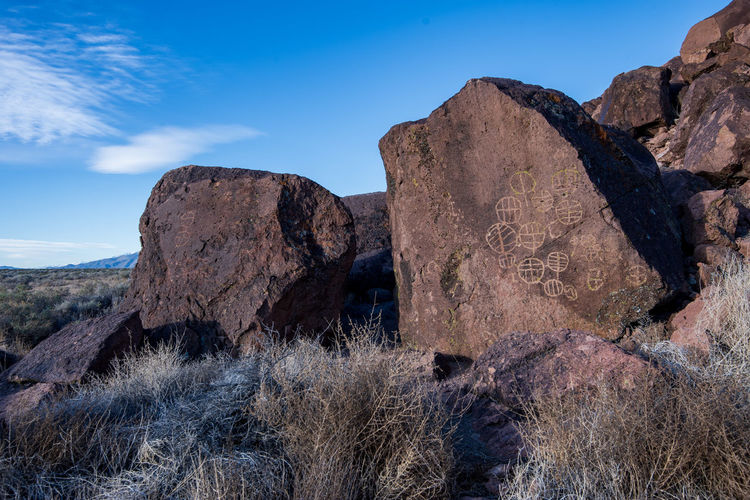 Ancient petroglyph rock art owens valley, california, usa