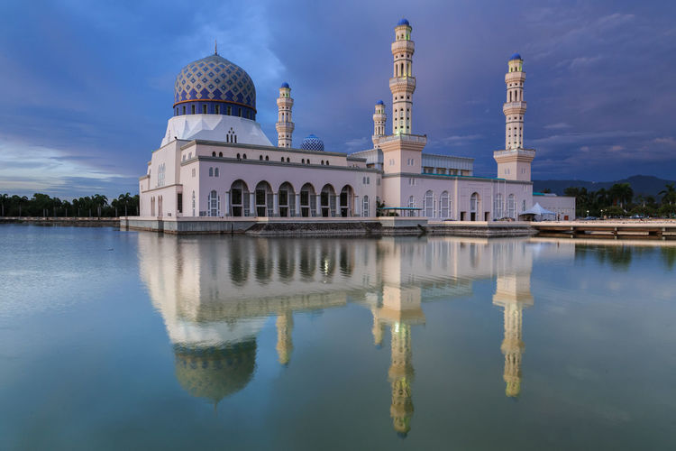 Reflection of mosque in water