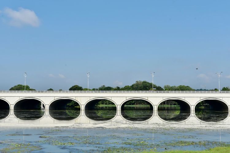 Bridge over river against sky
