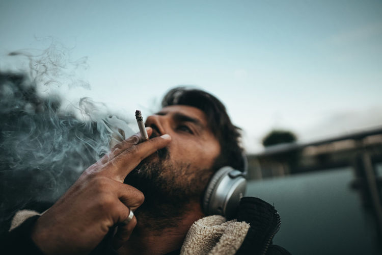 Man smoking cigarette