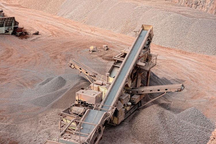High angle view of stone crusher in quarry