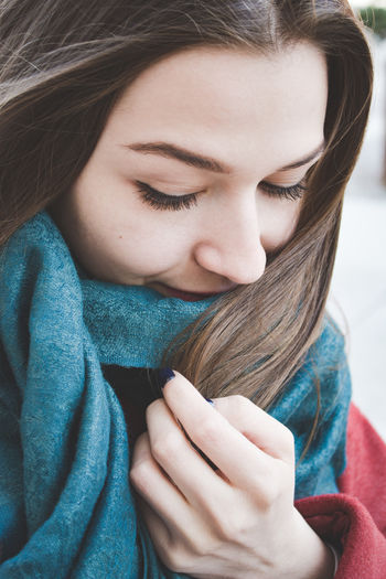 Close-up portrait of a beautiful young woman