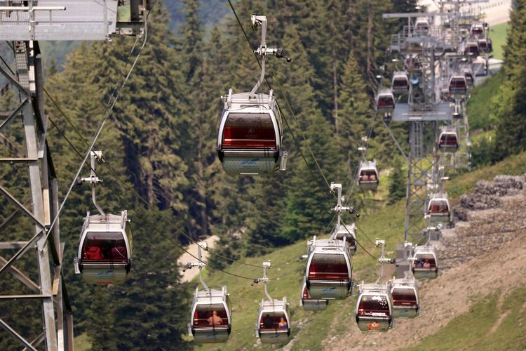 High angle view of overhead cable cars on road