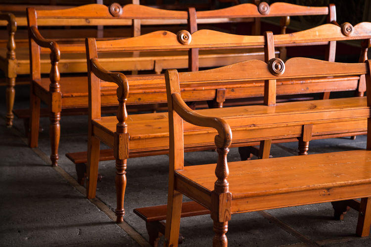 Pews in church
