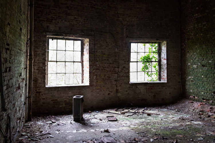 Open window of abandoned building