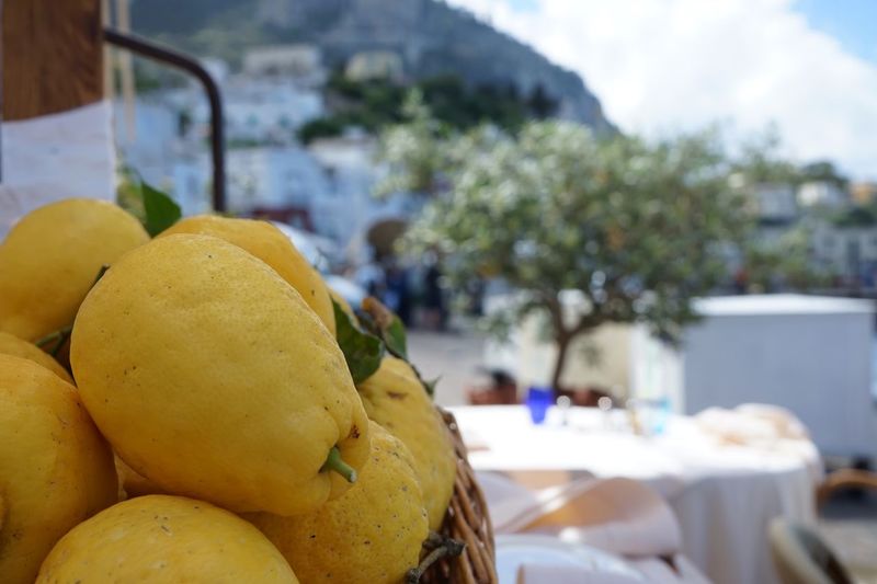 Close-up of fruits on table