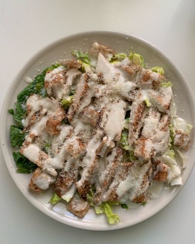 High angle view of meal served in plate