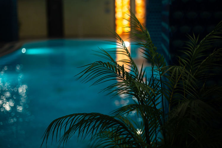 Indoor pool in the spa. relax, dim light