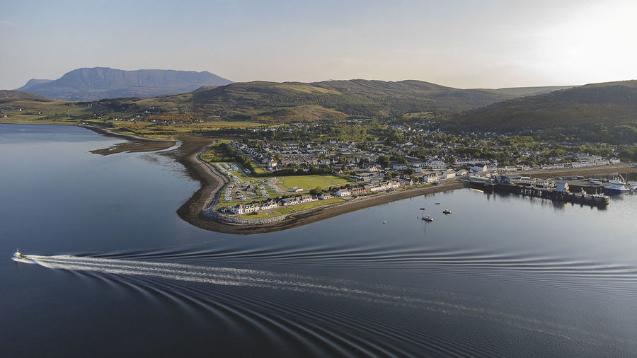 The seafront at ullapool in the western highlands of scotland, uk