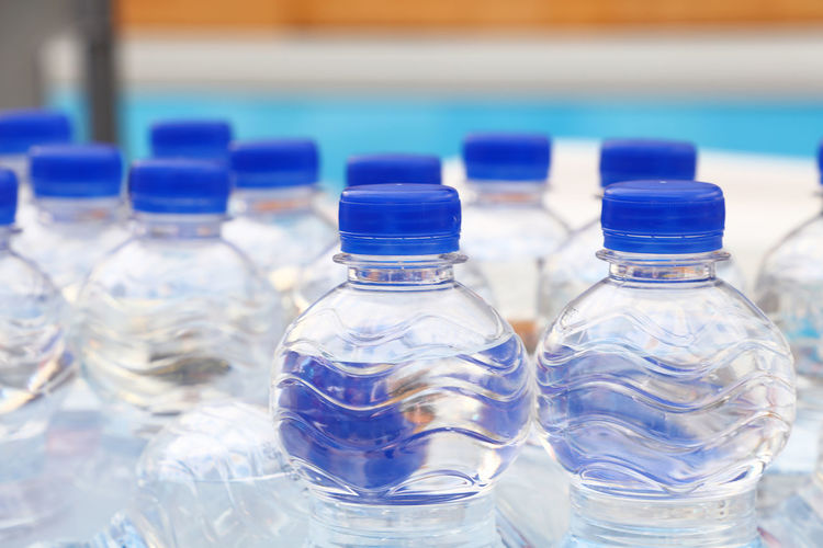 Close-up of water bottles