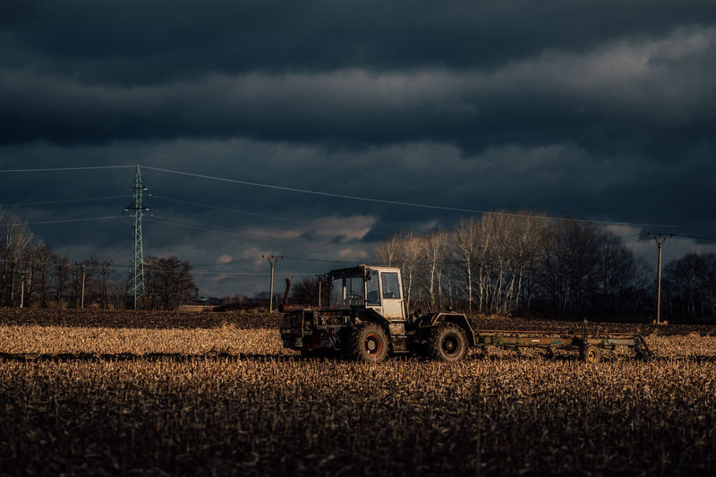 Agricultural field against storm clouds