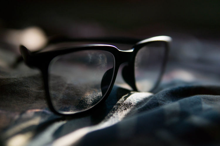 Close-up of eyeglasses on sunglasses