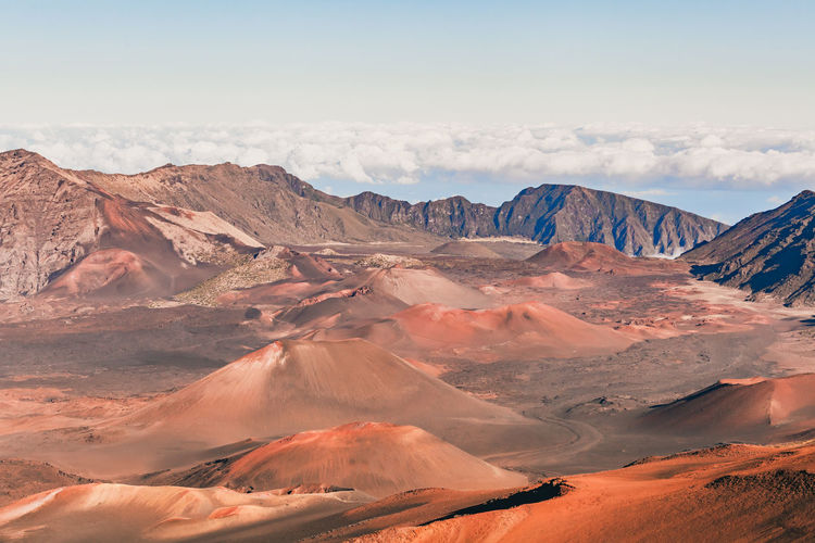 Scenic view of mountains against sky in maui, hawaii