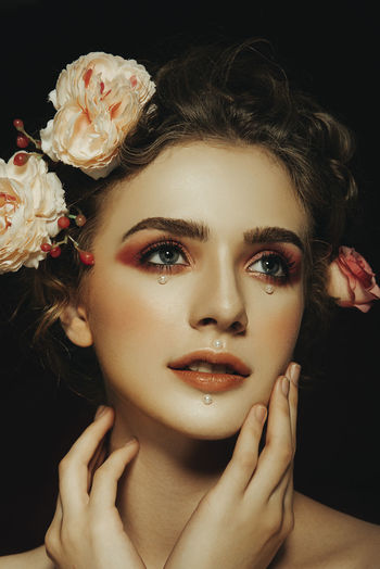 Close-up portrait of a beautiful young woman