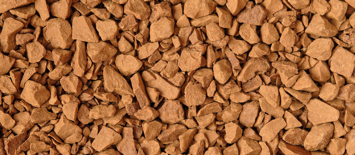 Close up of freeze dried instant coffee, food background.