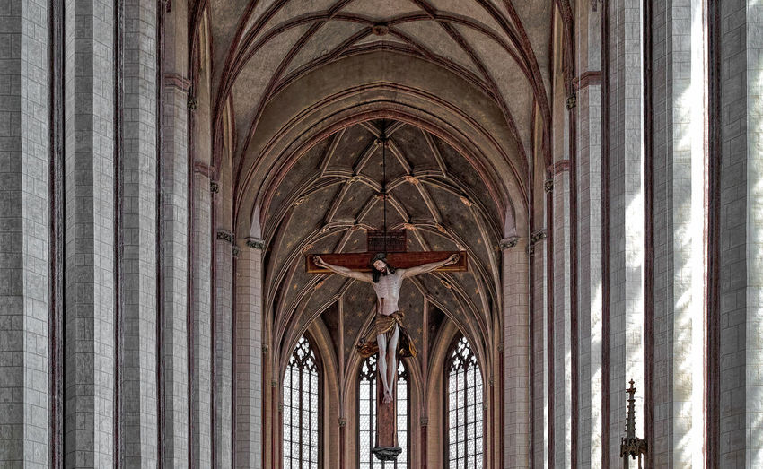 Low angle view of jesus christ statue in church