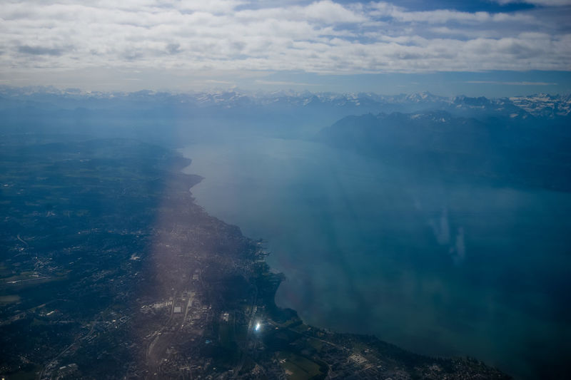 Aerial view of mountains against sky