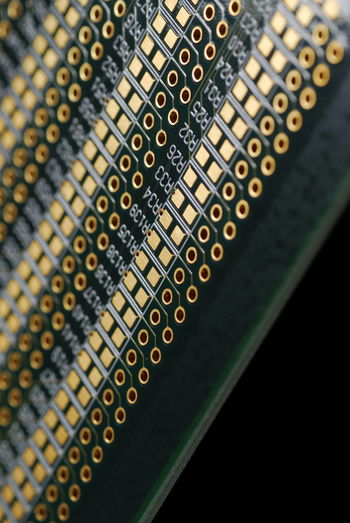 Close-up of circuit board against black background