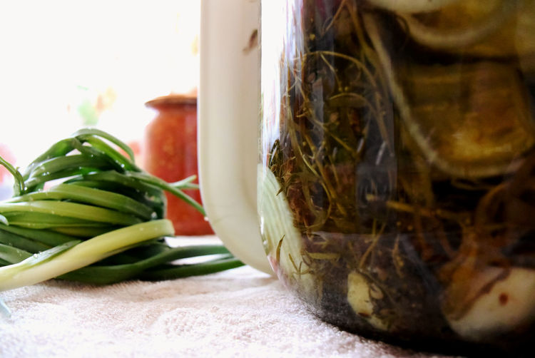 Close-up of food on table