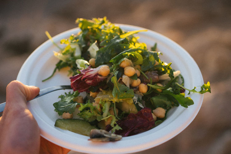 High angle view of food in bowl
