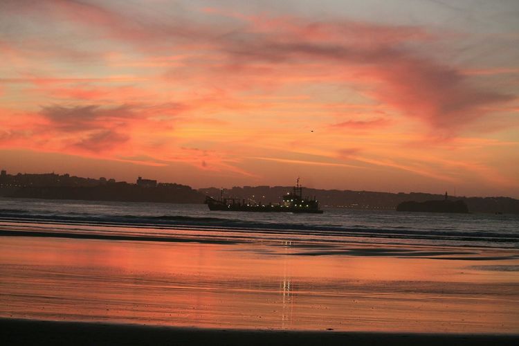 Scenic view of sea at sunset