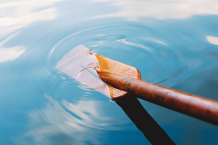 Close-up of oar in water