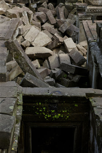 High angle view of old wooden structure