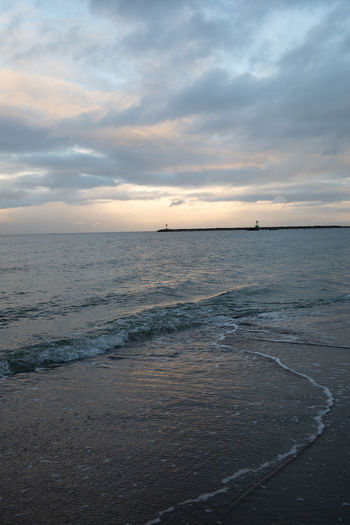 Scenic view of sea against sky during sunset
