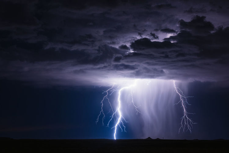 Lightning in sky at night