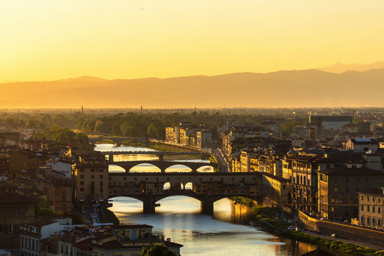 Sunset over florence and the arno river