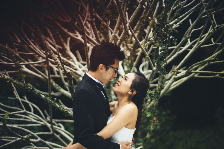 Portrait of wedding couple