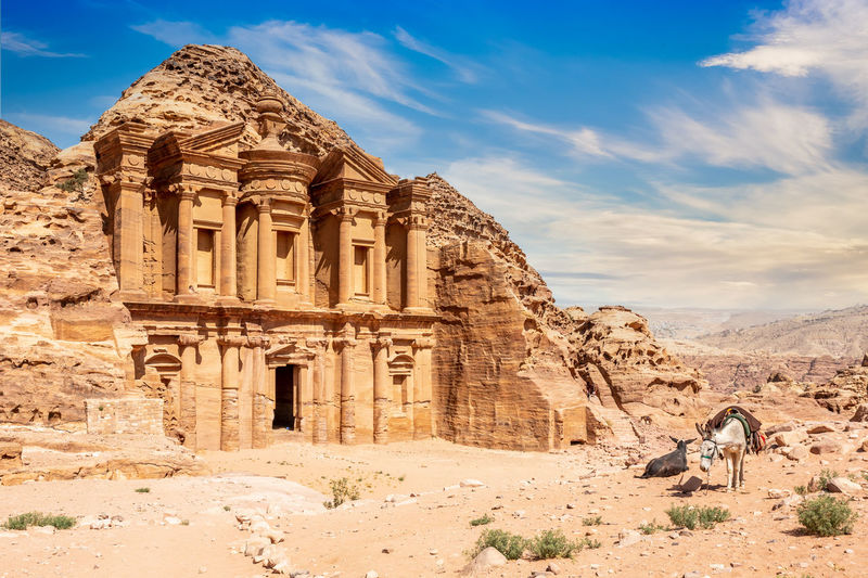 Ad deir or the monastery, ancient nabataean stone carved temple, petra, jordan