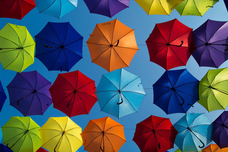 Full frame shot of multi colored umbrellas
