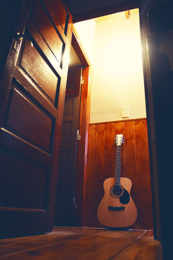 View of guitar at home