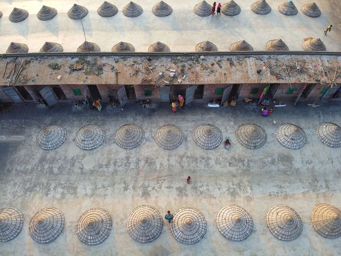 High angle view of clothes drying on water