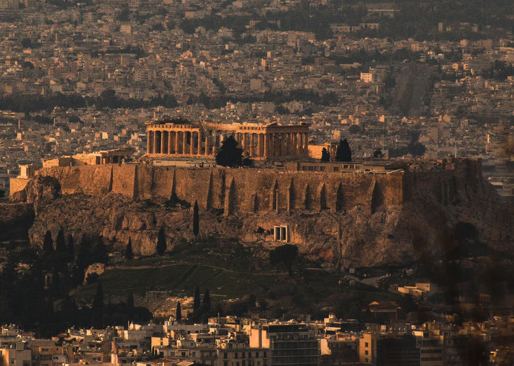 High angle view of acropolis of athens