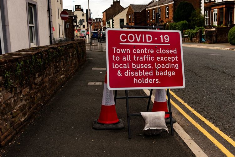 Controversial road closure for social distancing in penrith,  cumbria, england 