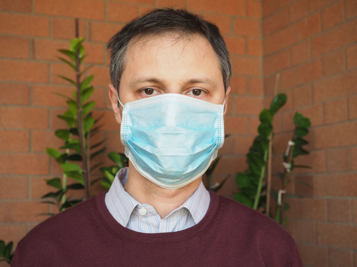 Close-up of man wearing mask