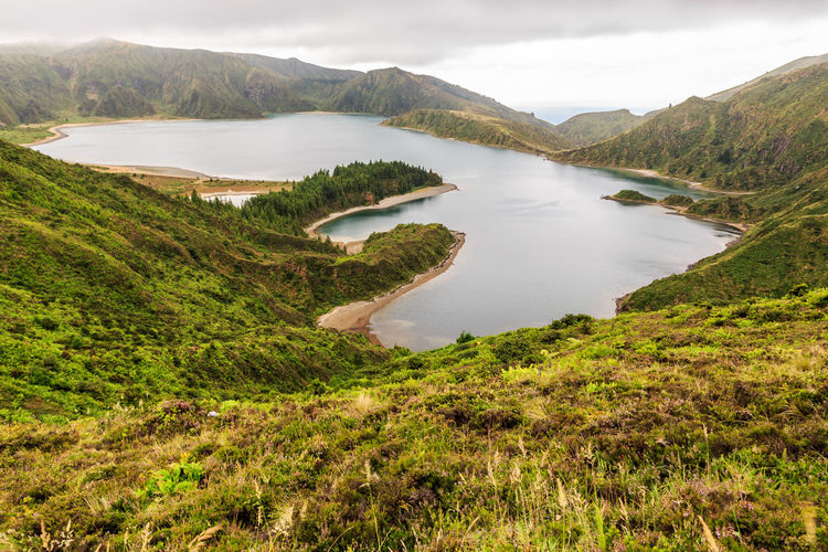 Scenic view of lake against sky